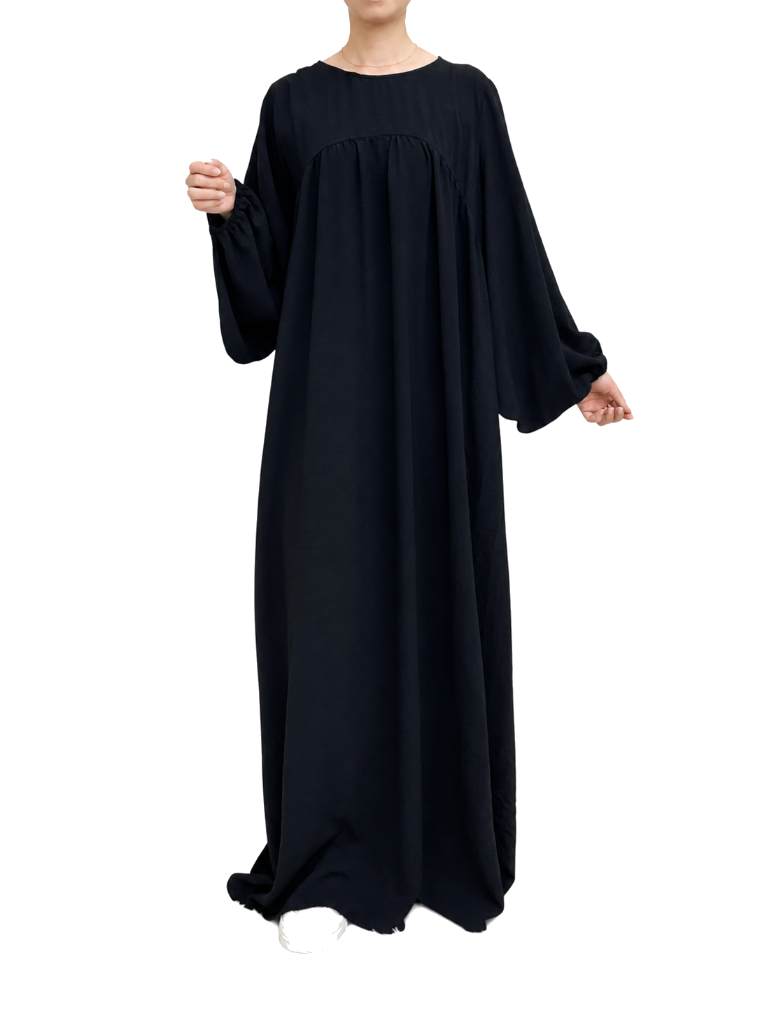 FUMIDAR Amina Gathered Abaya in Black — view 1