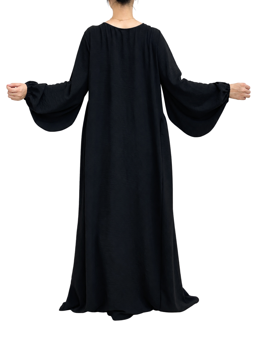 FUMIDAR Amina Gathered Abaya in Black — view 4