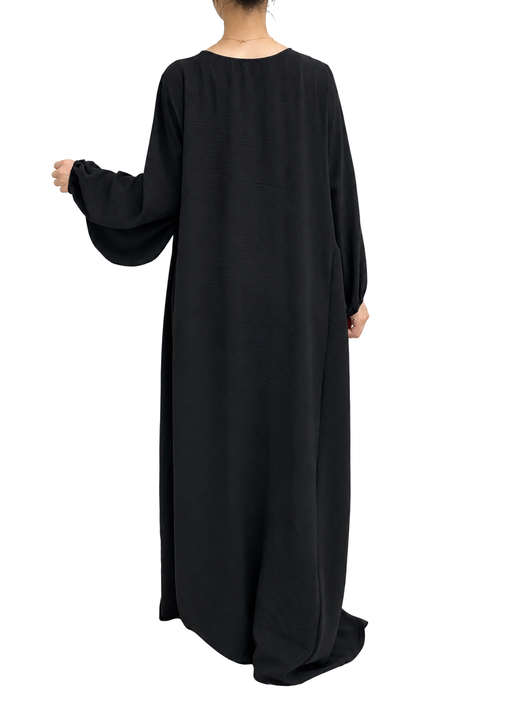 FUMIDAR Amina Gathered Abaya in Black — view 7