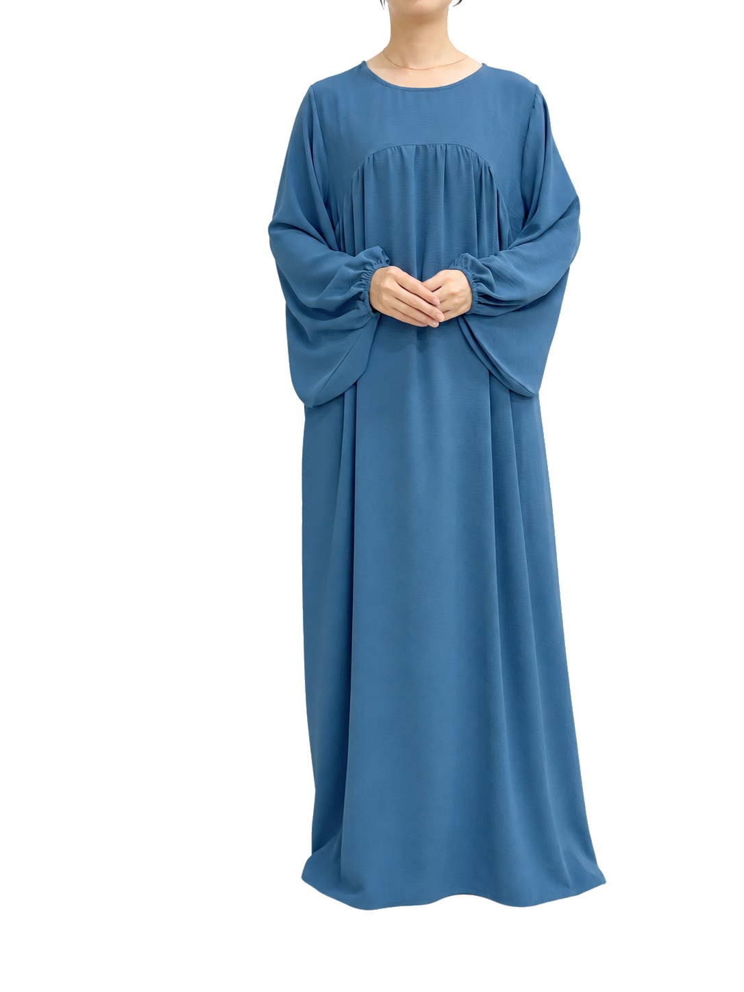 FUMIDAR Amina Gathered Abaya in Blue — view 1