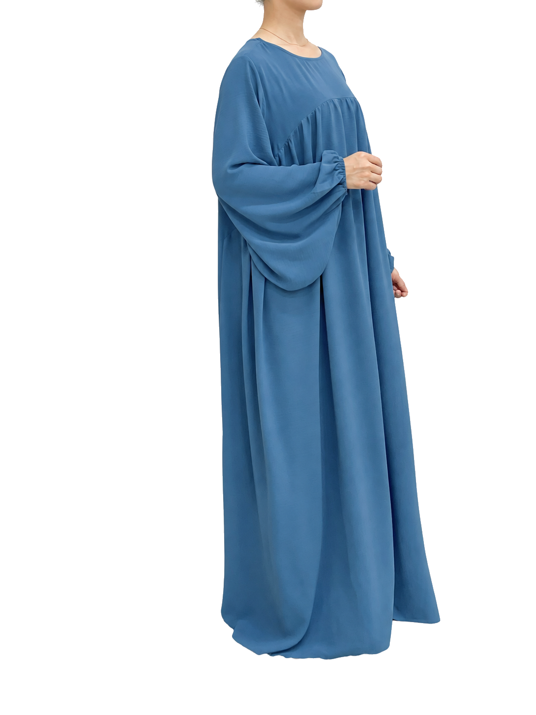 FUMIDAR Amina Gathered Abaya in Blue — view 2