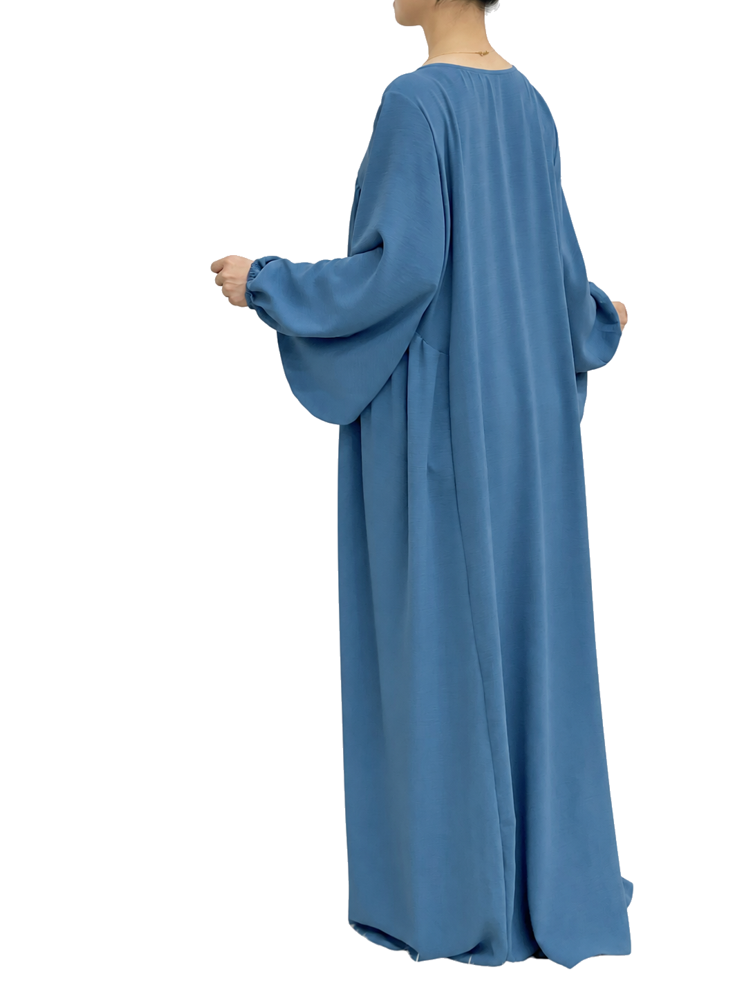 FUMIDAR Amina Gathered Abaya in Blue — view 4
