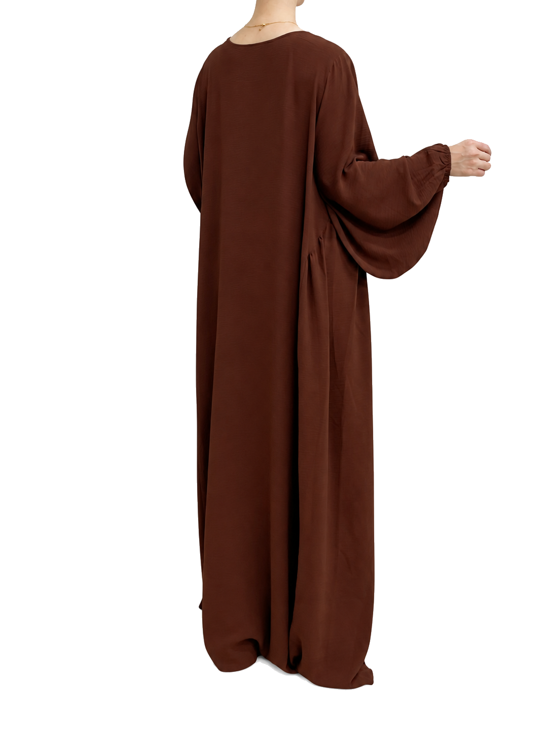 FUMIDAR Amina Gathered Abaya in Brown — view 2