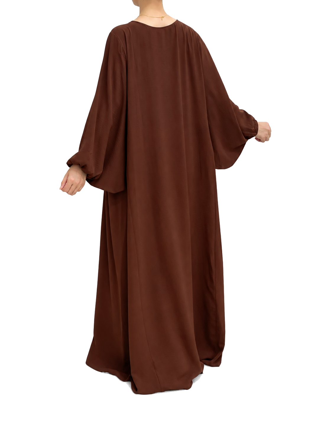FUMIDAR Amina Gathered Abaya in Brown — view 3