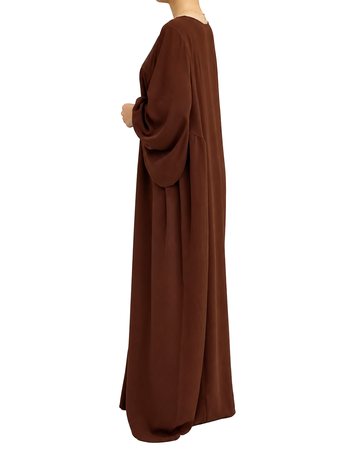 FUMIDAR Amina Gathered Abaya in Brown — view 4