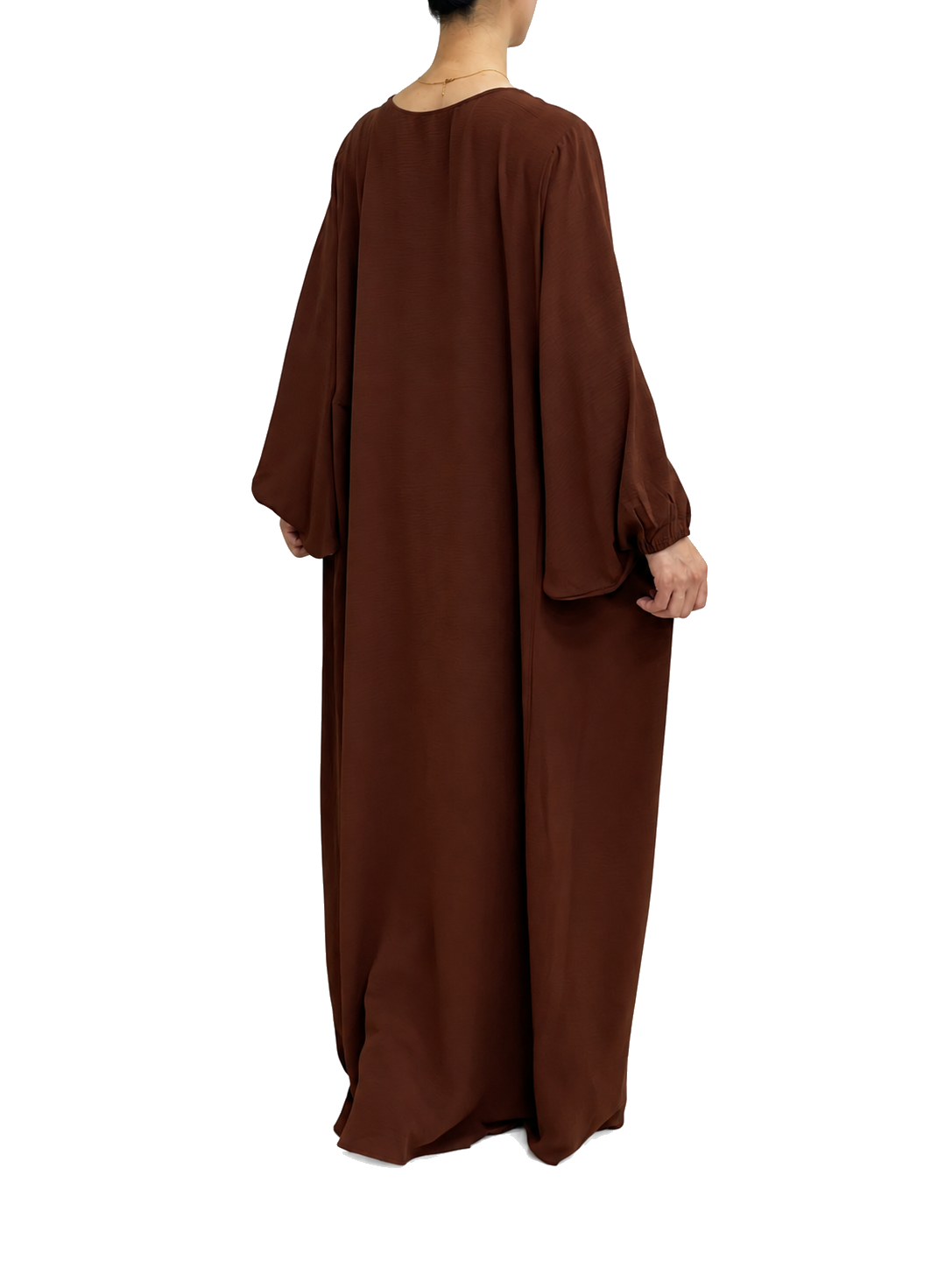 FUMIDAR Amina Gathered Abaya in Brown — view 5