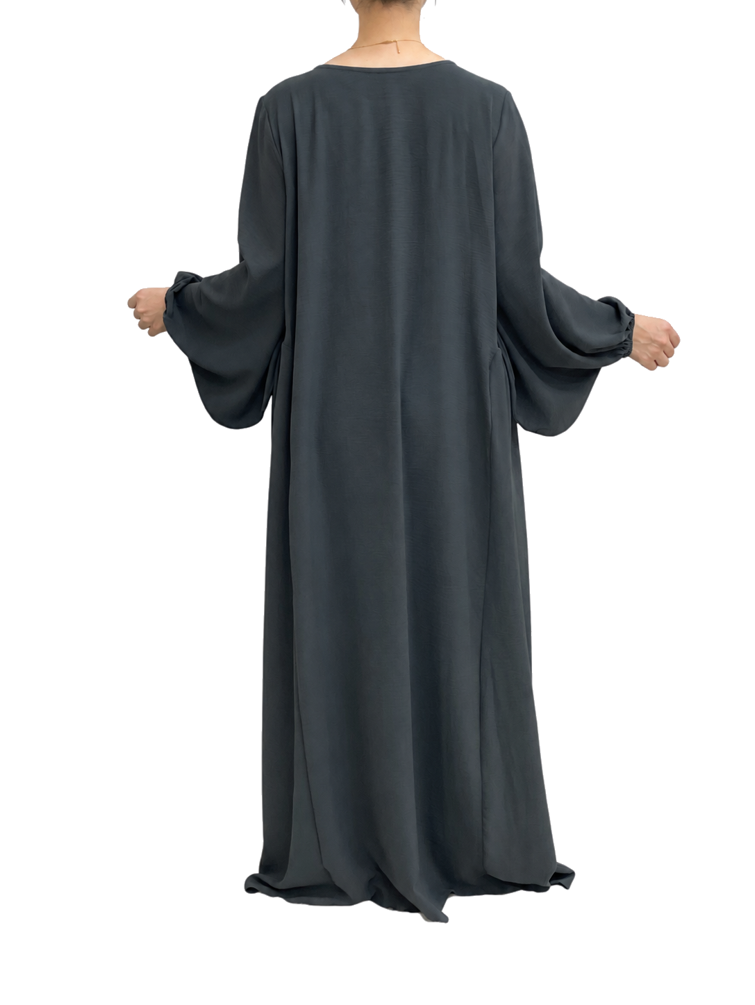 FUMIDAR Amina Gathered Abaya in Charcoal — view 2