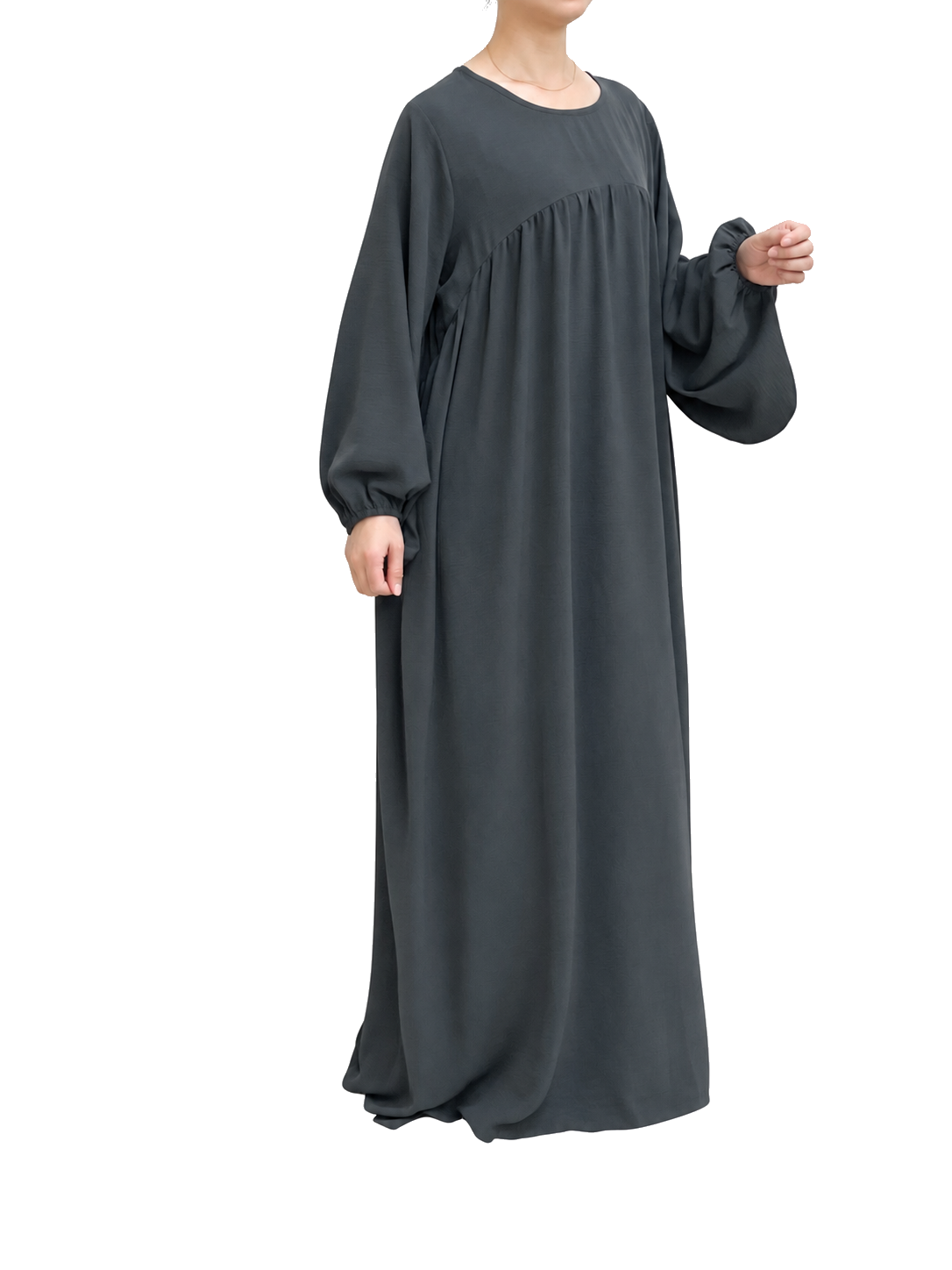 FUMIDAR Amina Gathered Abaya in Charcoal — view 4