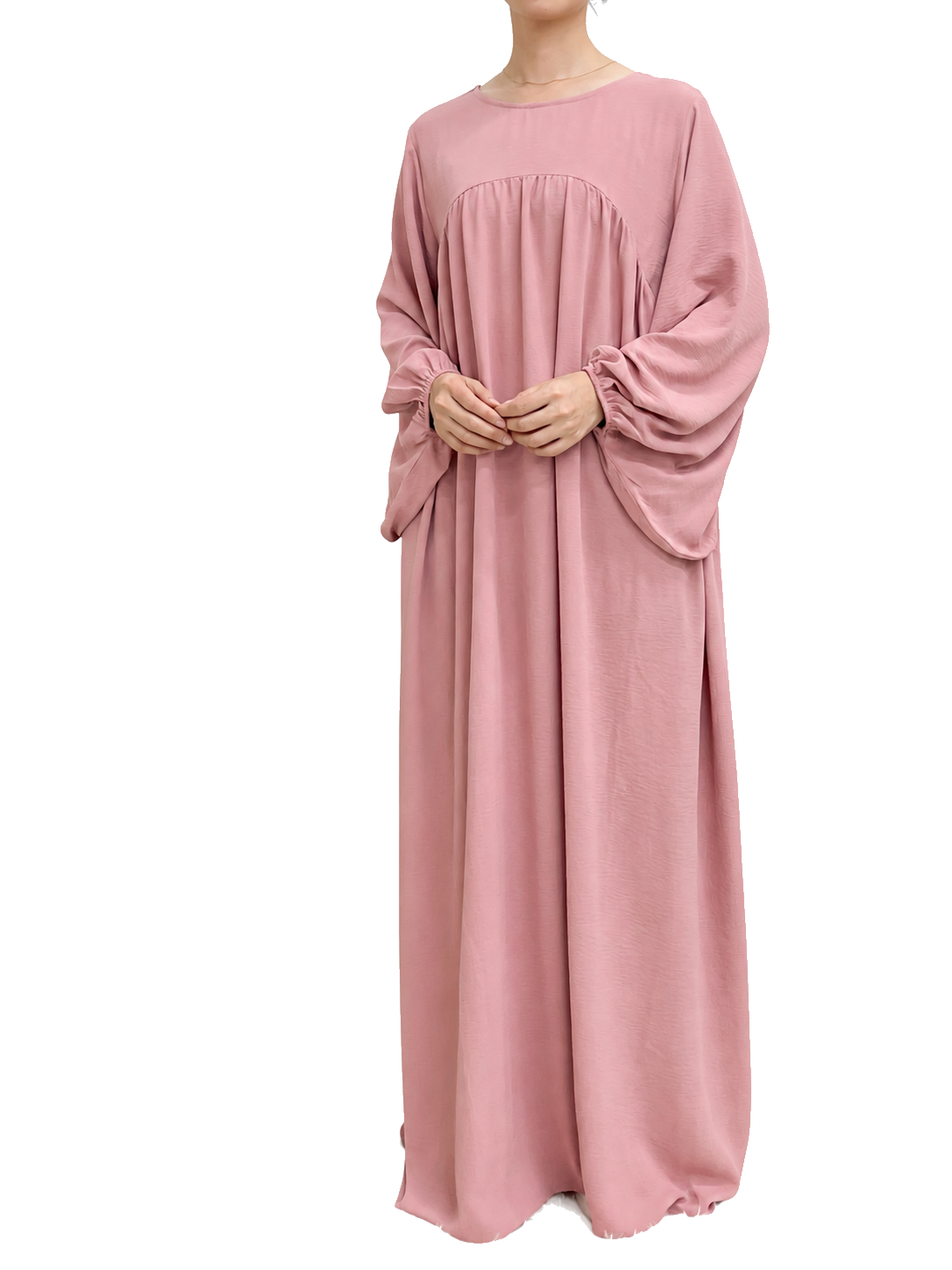 FUMIDAR Amina Gathered Abaya in Pink — view 2