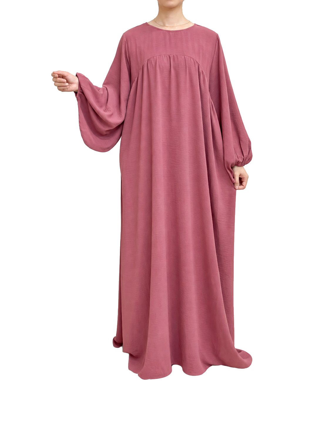 FUMIDAR Amina Gathered Abaya in Rose — view 2