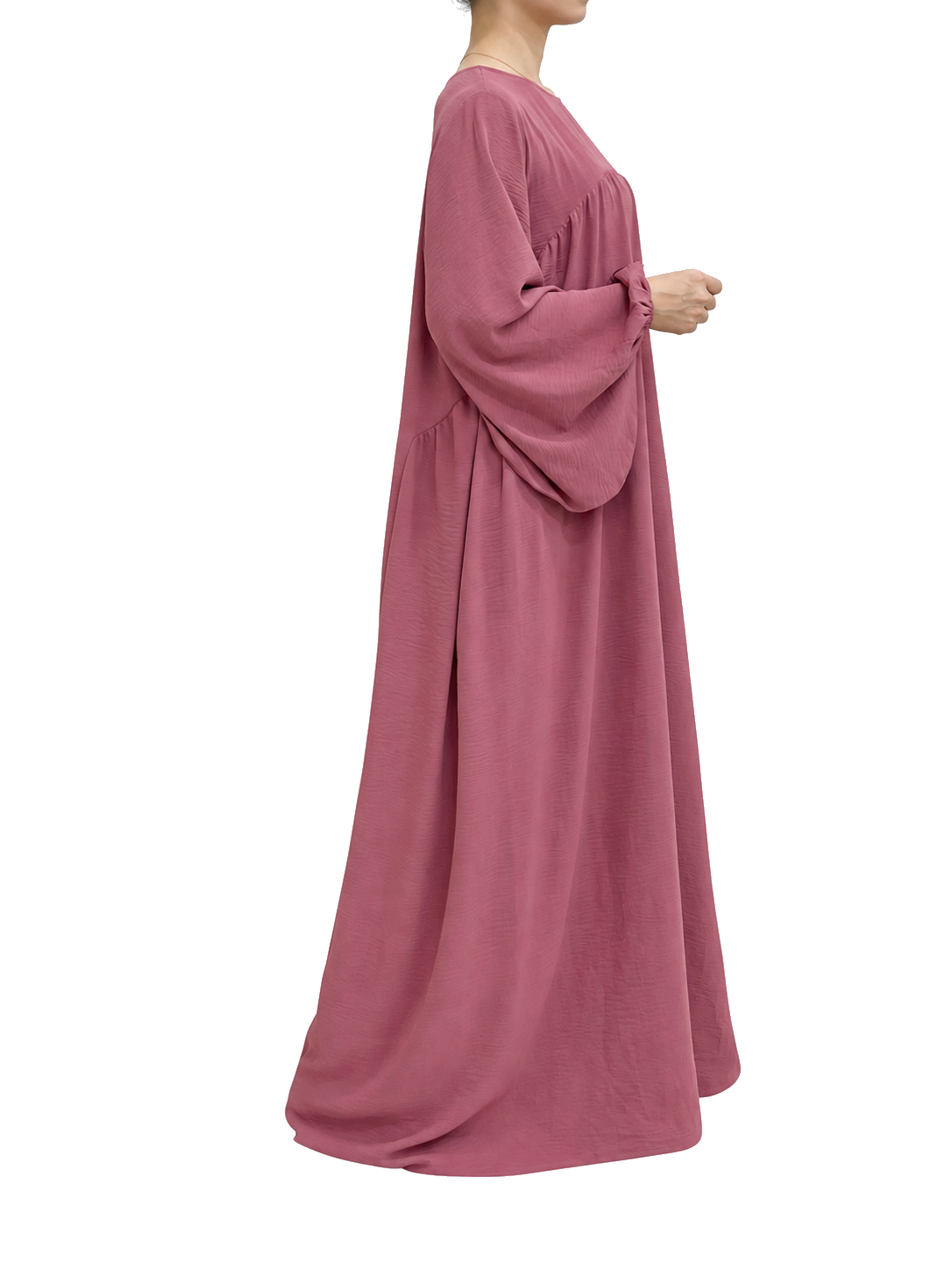 FUMIDAR Amina Gathered Abaya in Rose — view 3