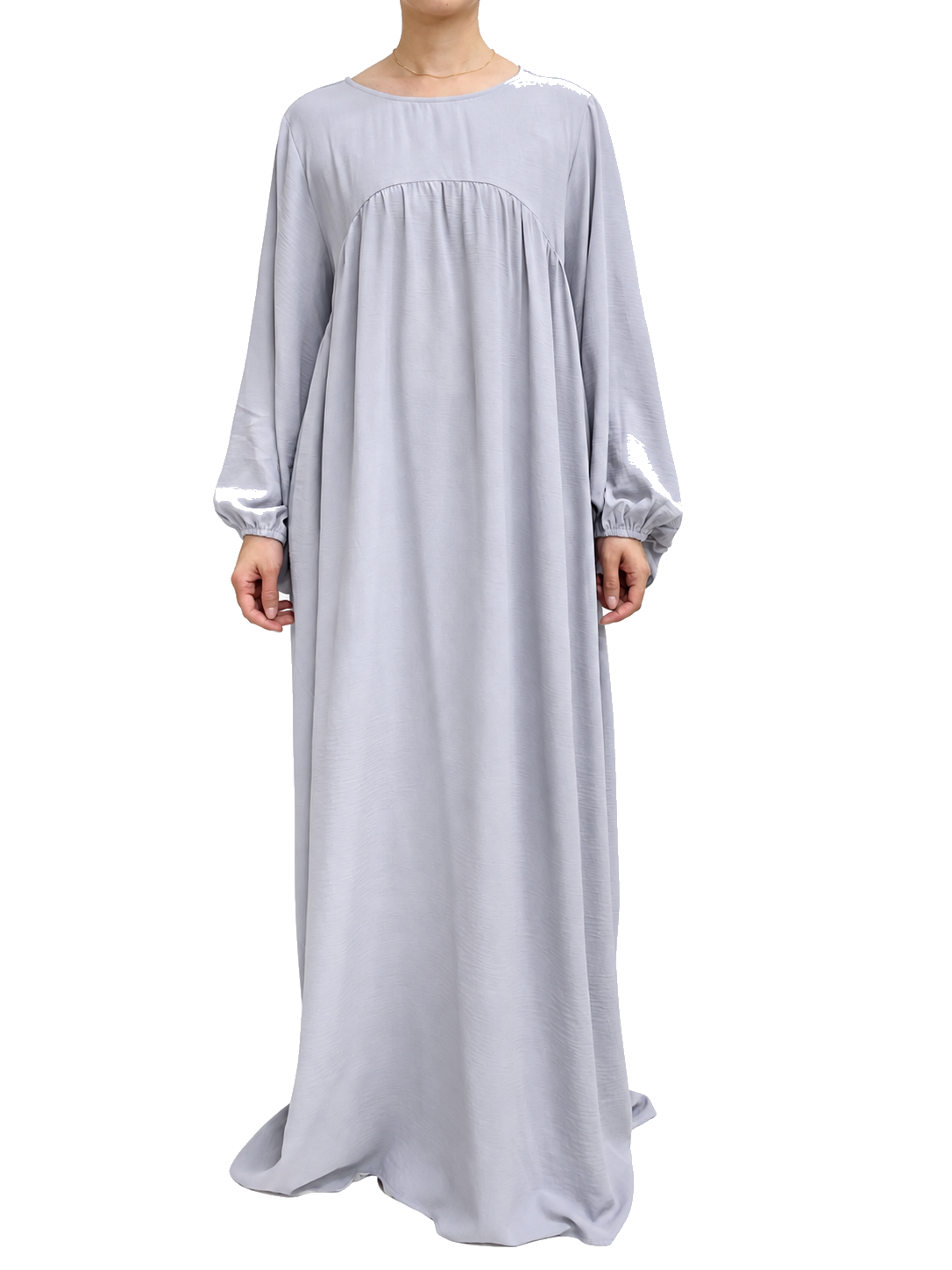 FUMIDAR Amina Gathered Abaya in Silver Grey — view 1