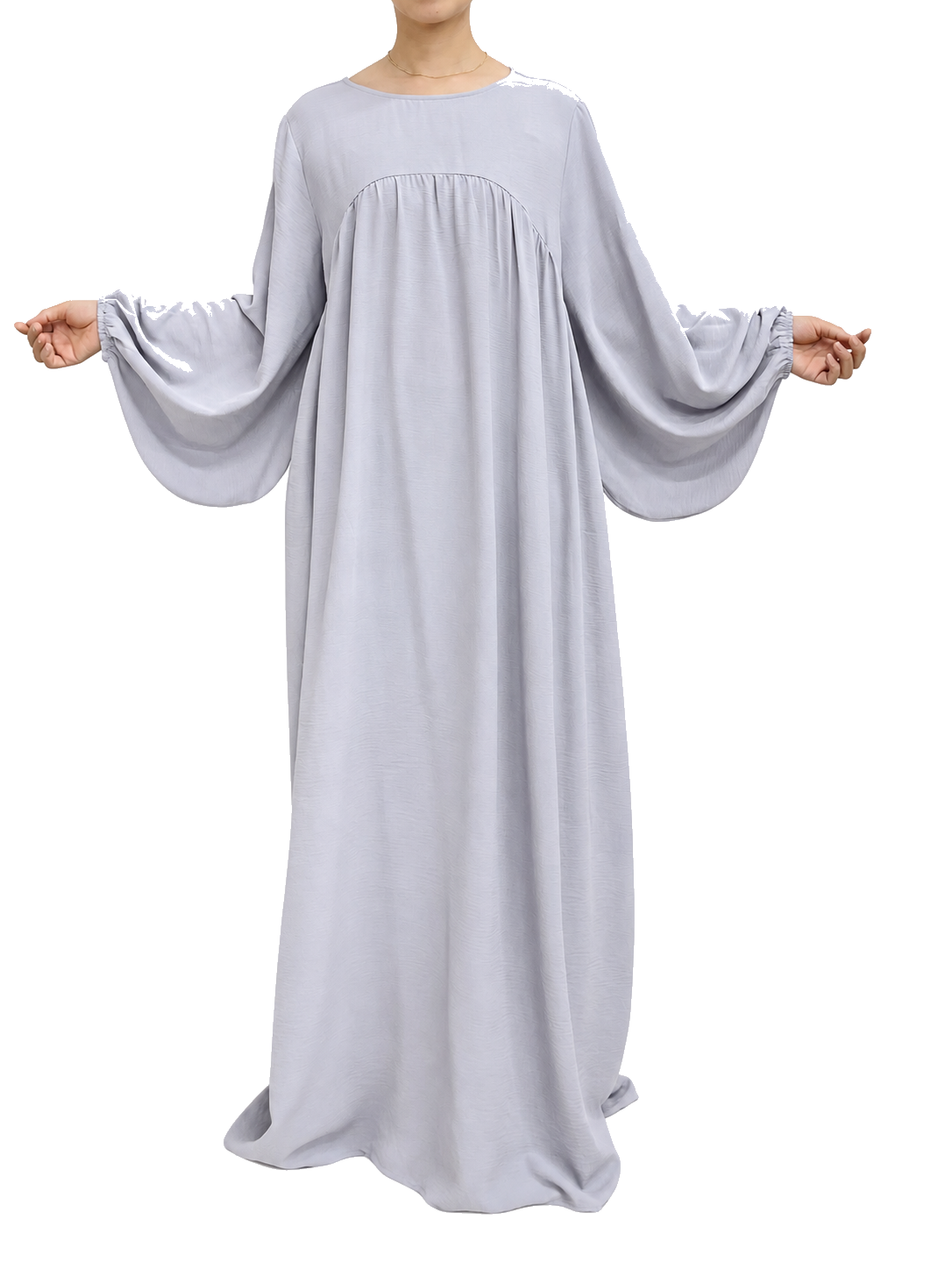 FUMIDAR Amina Gathered Abaya in Silver Grey — view 2