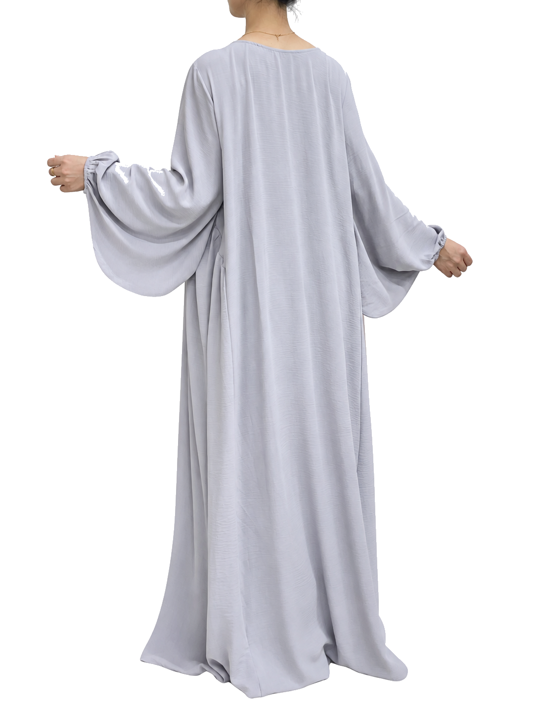 FUMIDAR Amina Gathered Abaya in Silver Grey — view 5