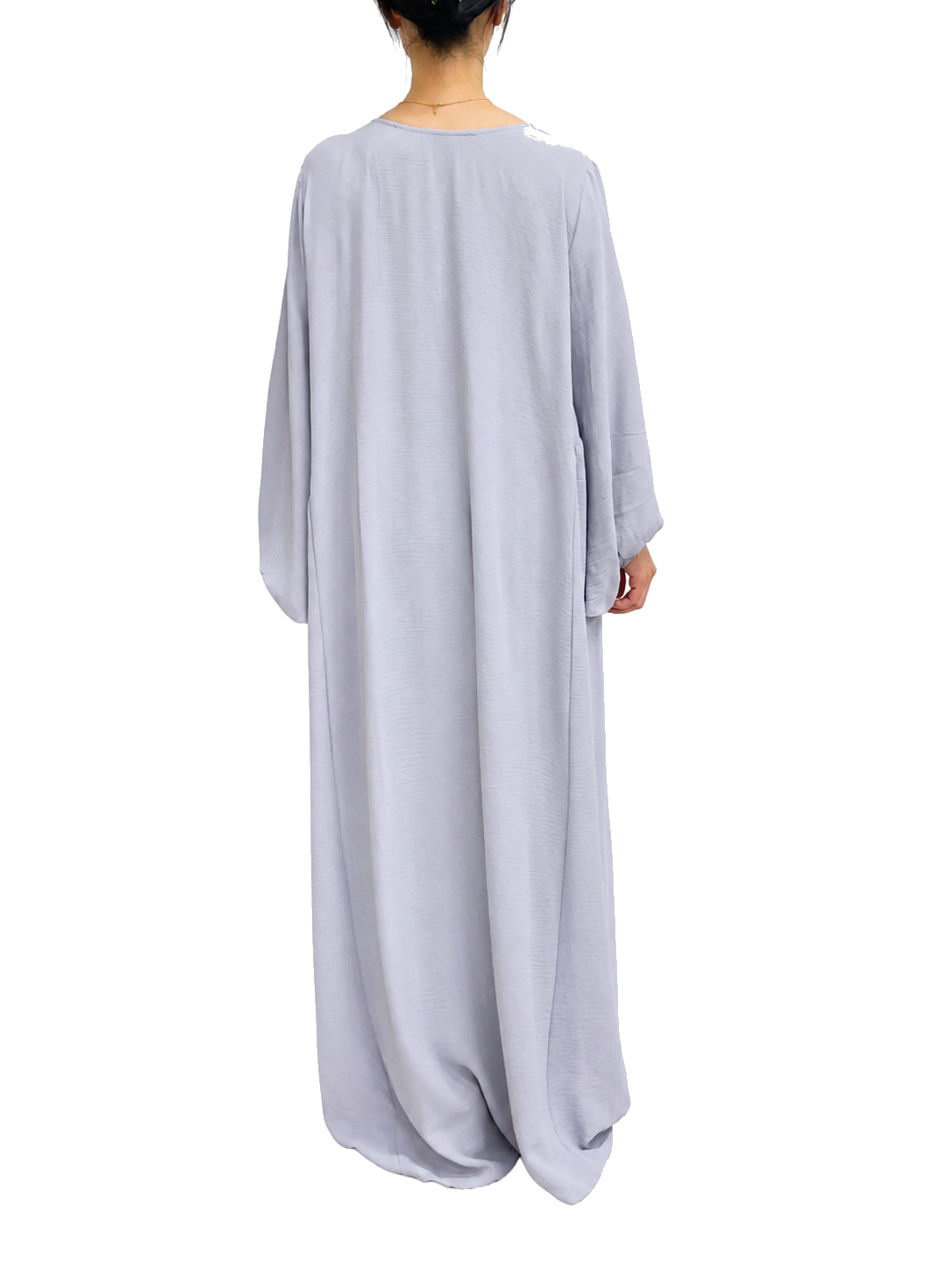 FUMIDAR Amina Gathered Abaya in Silver Grey — view 6