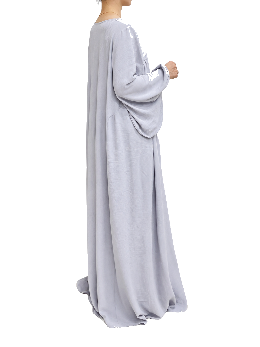FUMIDAR Amina Gathered Abaya in Silver Grey — view 7