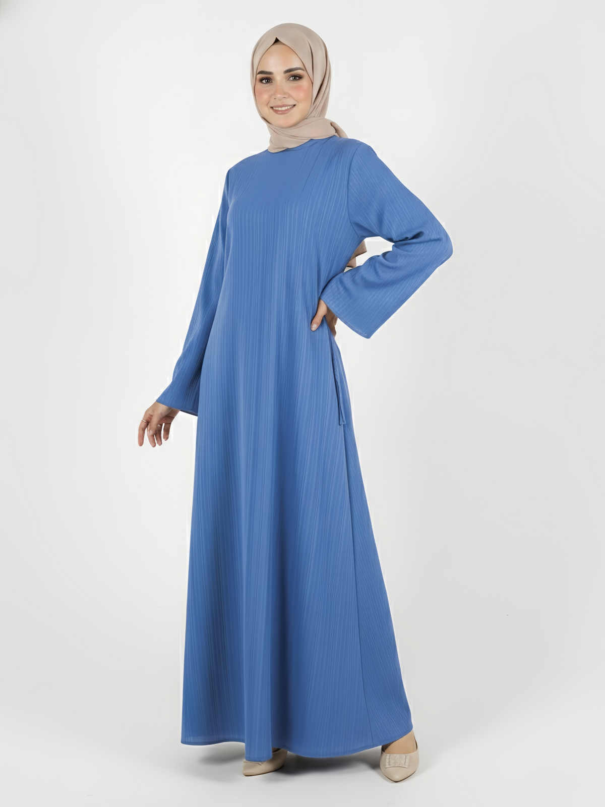 FUMIDAR Yasmin Side-Tie Abaya in Blue — view 1