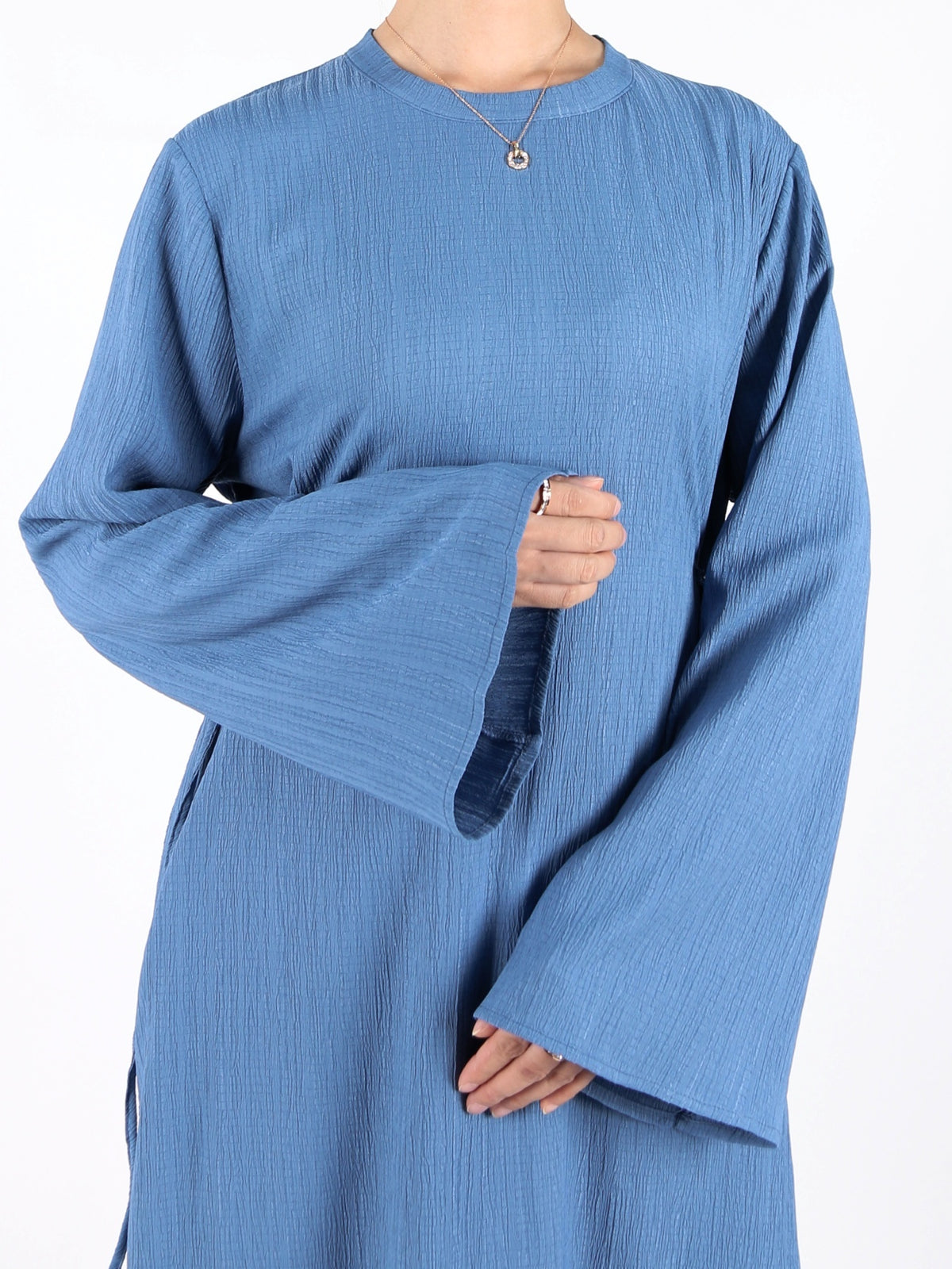 FUMIDAR Yasmin Side-Tie Abaya in Blue — view 8