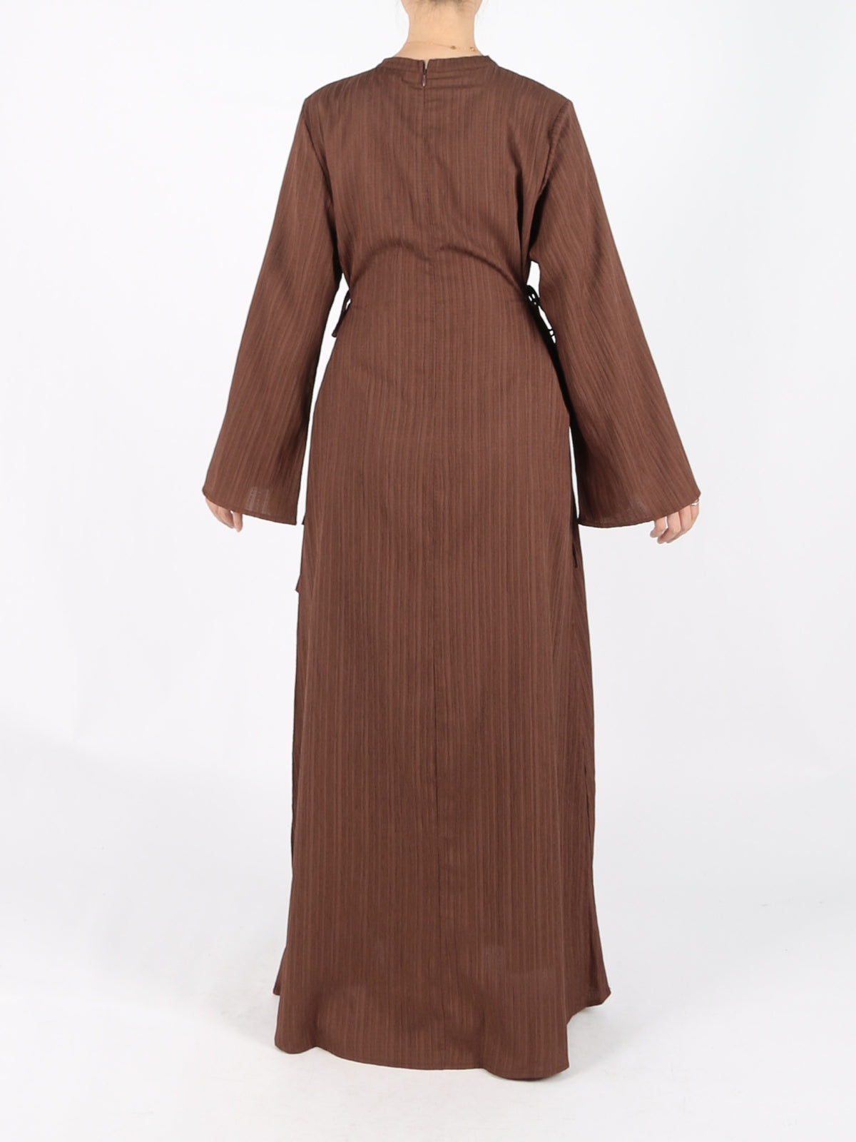 FUMIDAR Yasmin Side-Tie Abaya in Coffee Brown — view 4