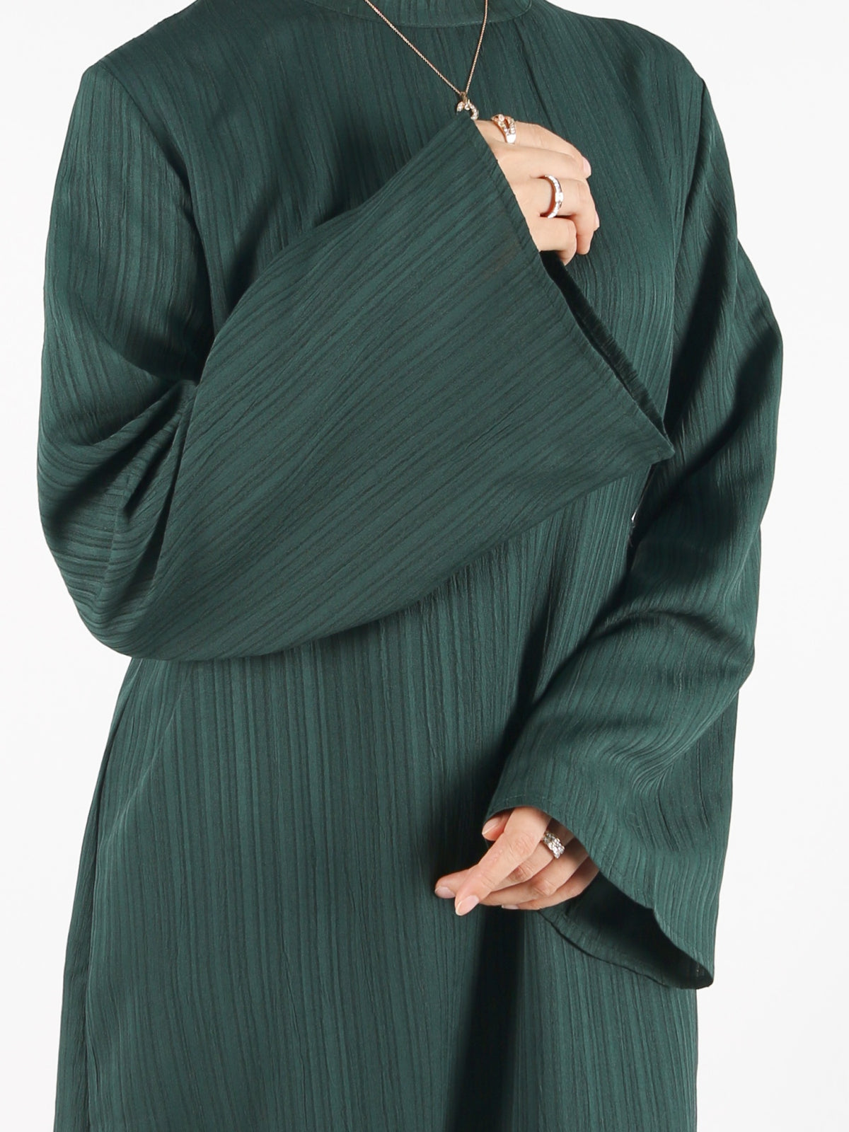 FUMIDAR Yasmin Side-Tie Abaya in Dark Green — view 6