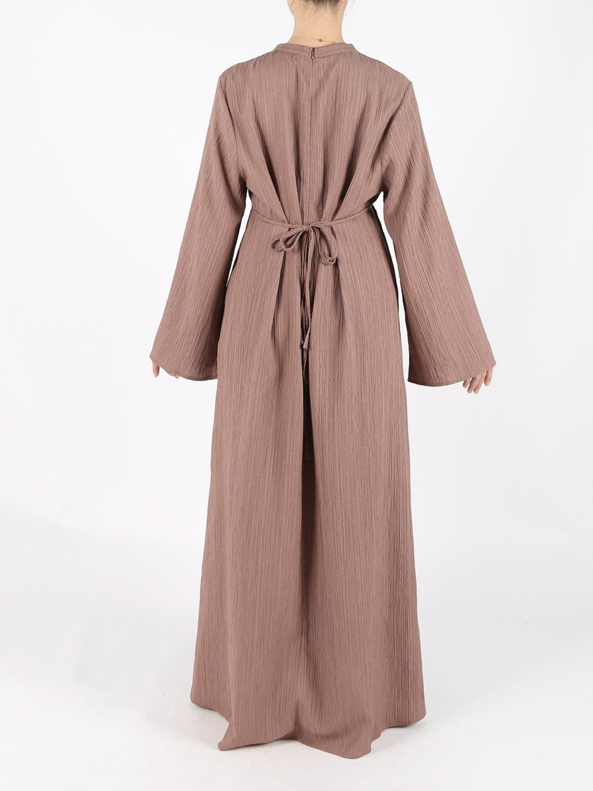 FUMIDAR Yasmin Side-Tie Abaya in Dusty Pink — view 8