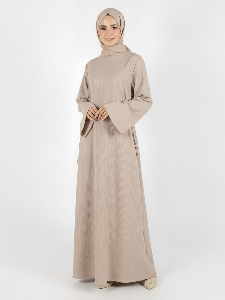 Yasmin Side-Tie Abaya — Khaki