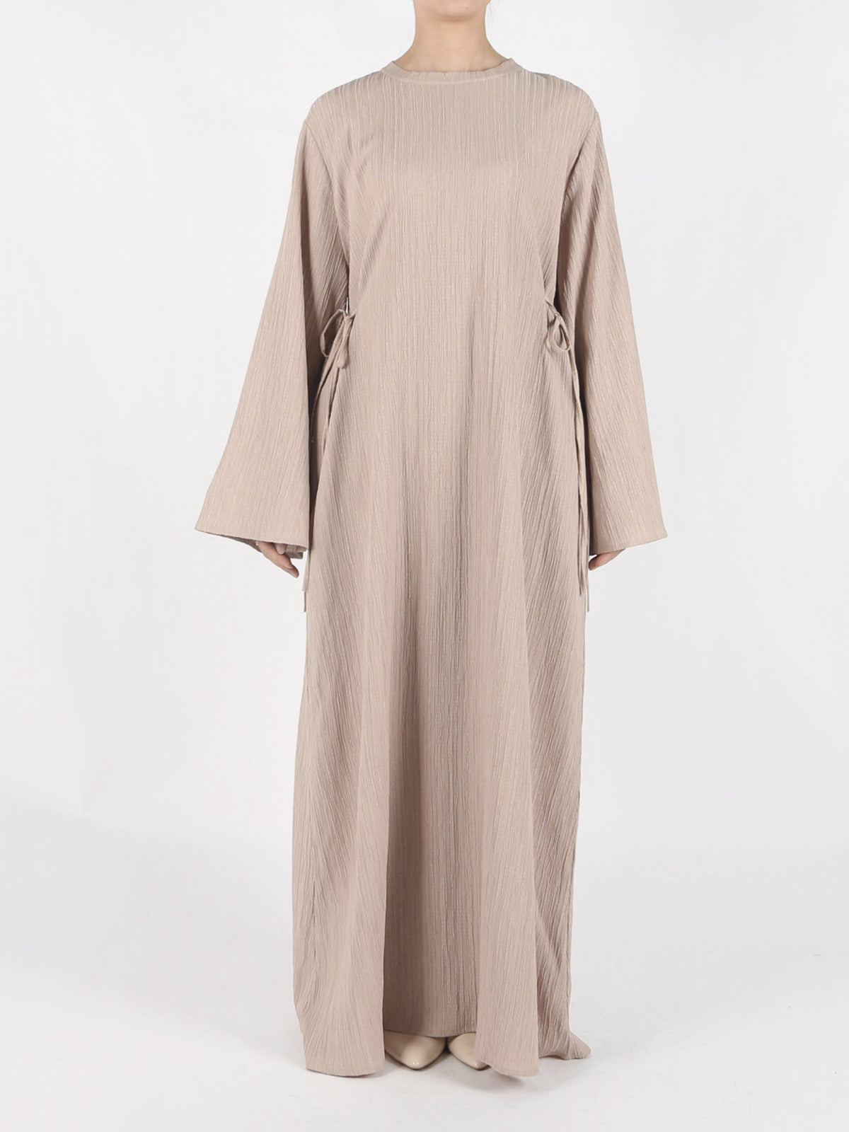 FUMIDAR Yasmin Side-Tie Abaya in Khaki — view 2