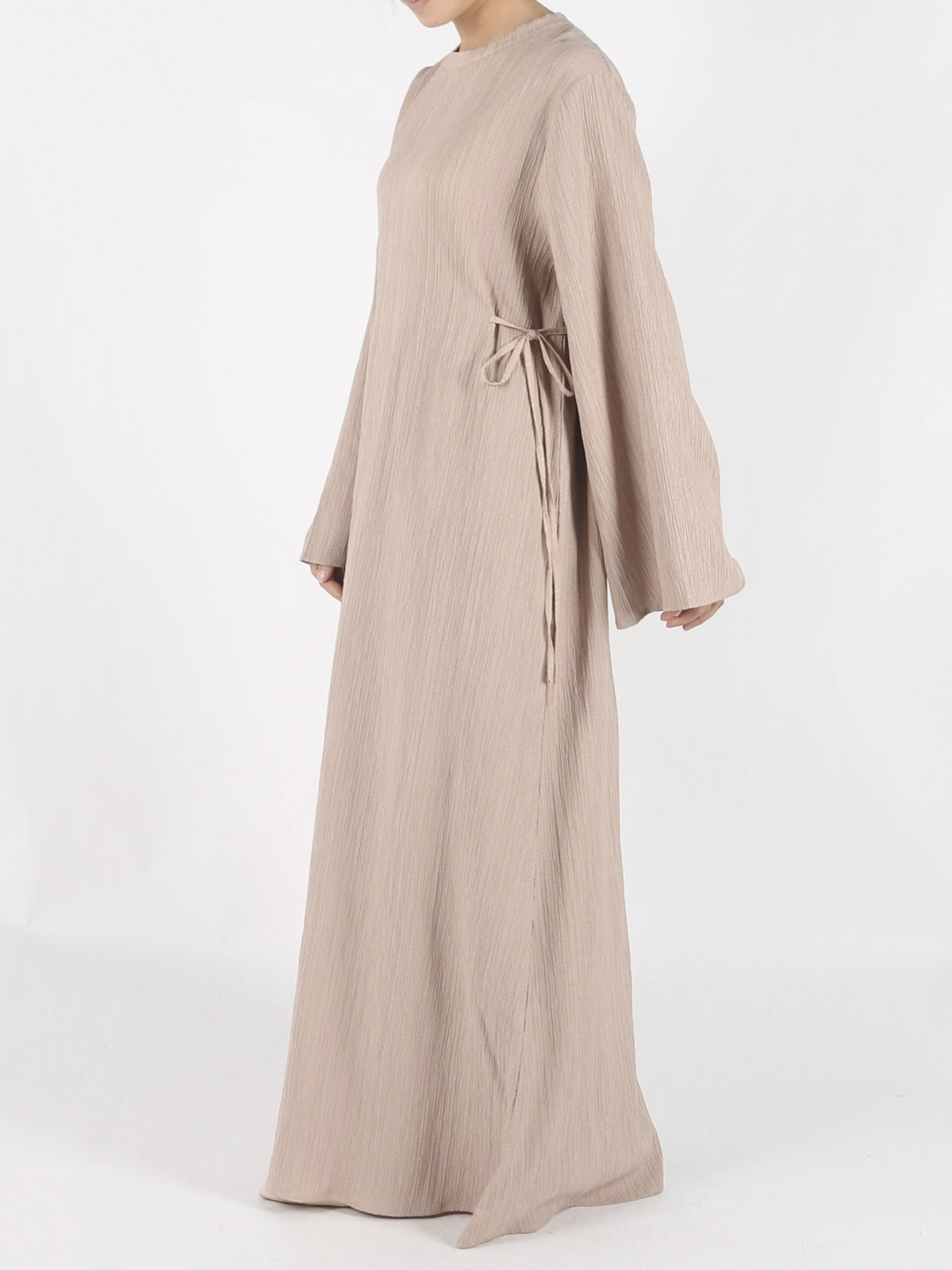 FUMIDAR Yasmin Side-Tie Abaya in Khaki — view 3