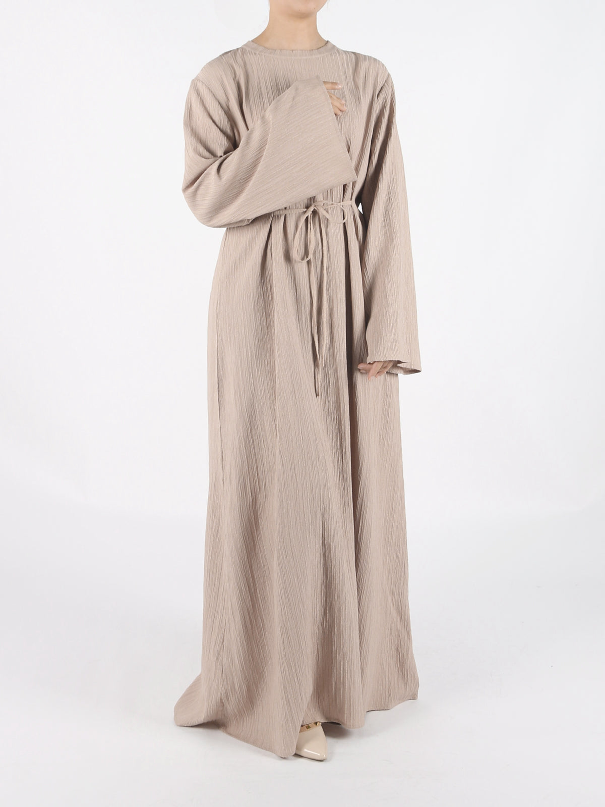 FUMIDAR Yasmin Side-Tie Abaya in Khaki — view 4