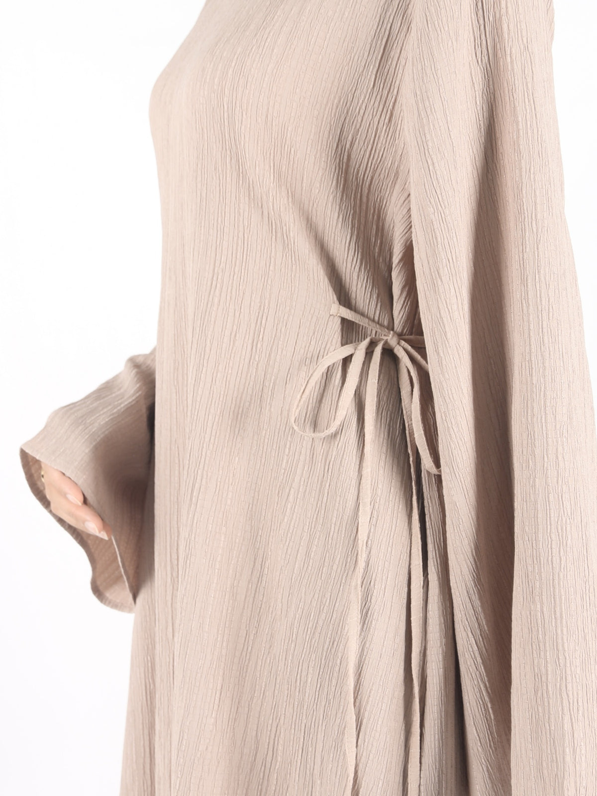 FUMIDAR Yasmin Side-Tie Abaya in Khaki — view 7