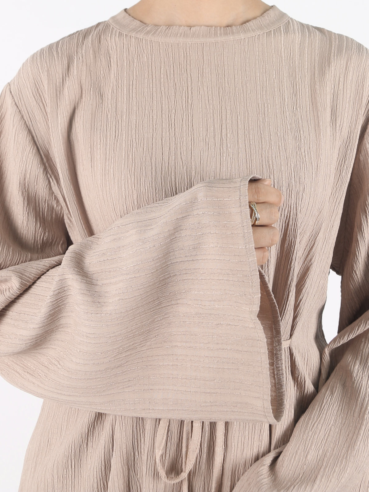 FUMIDAR Yasmin Side-Tie Abaya in Khaki — view 8