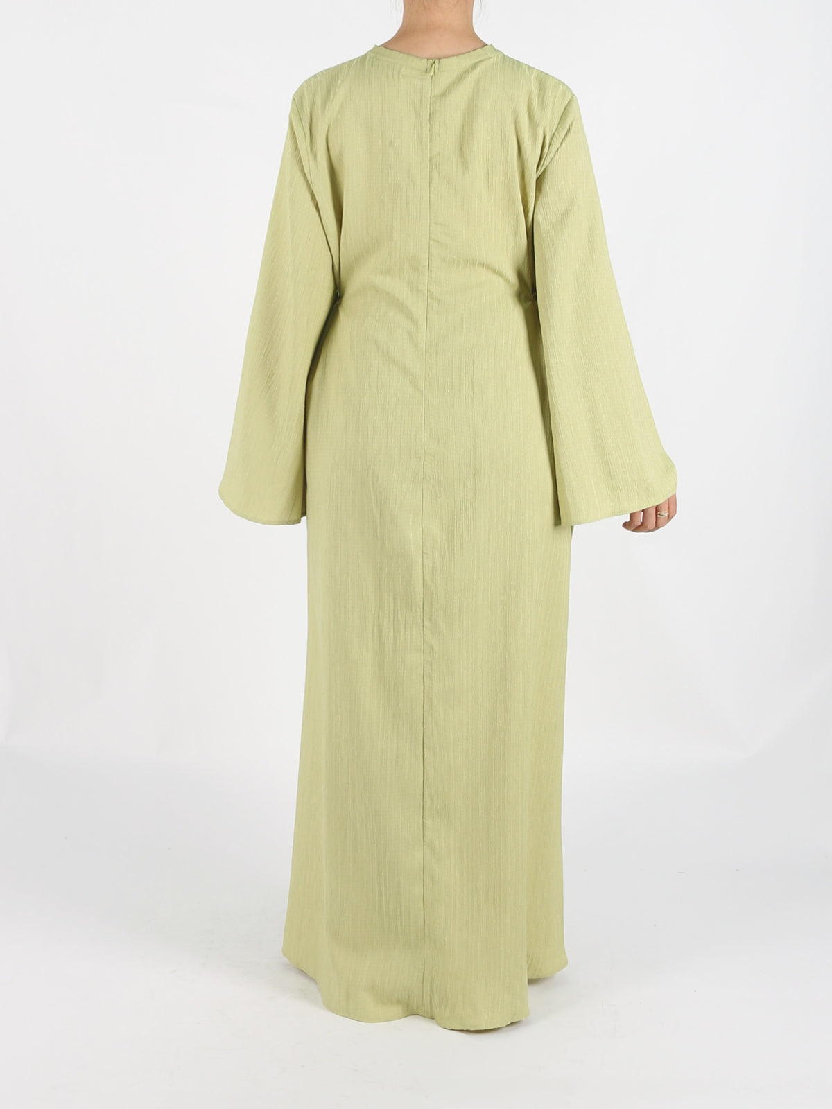 FUMIDAR Yasmin Side-Tie Abaya in Light Green — view 8