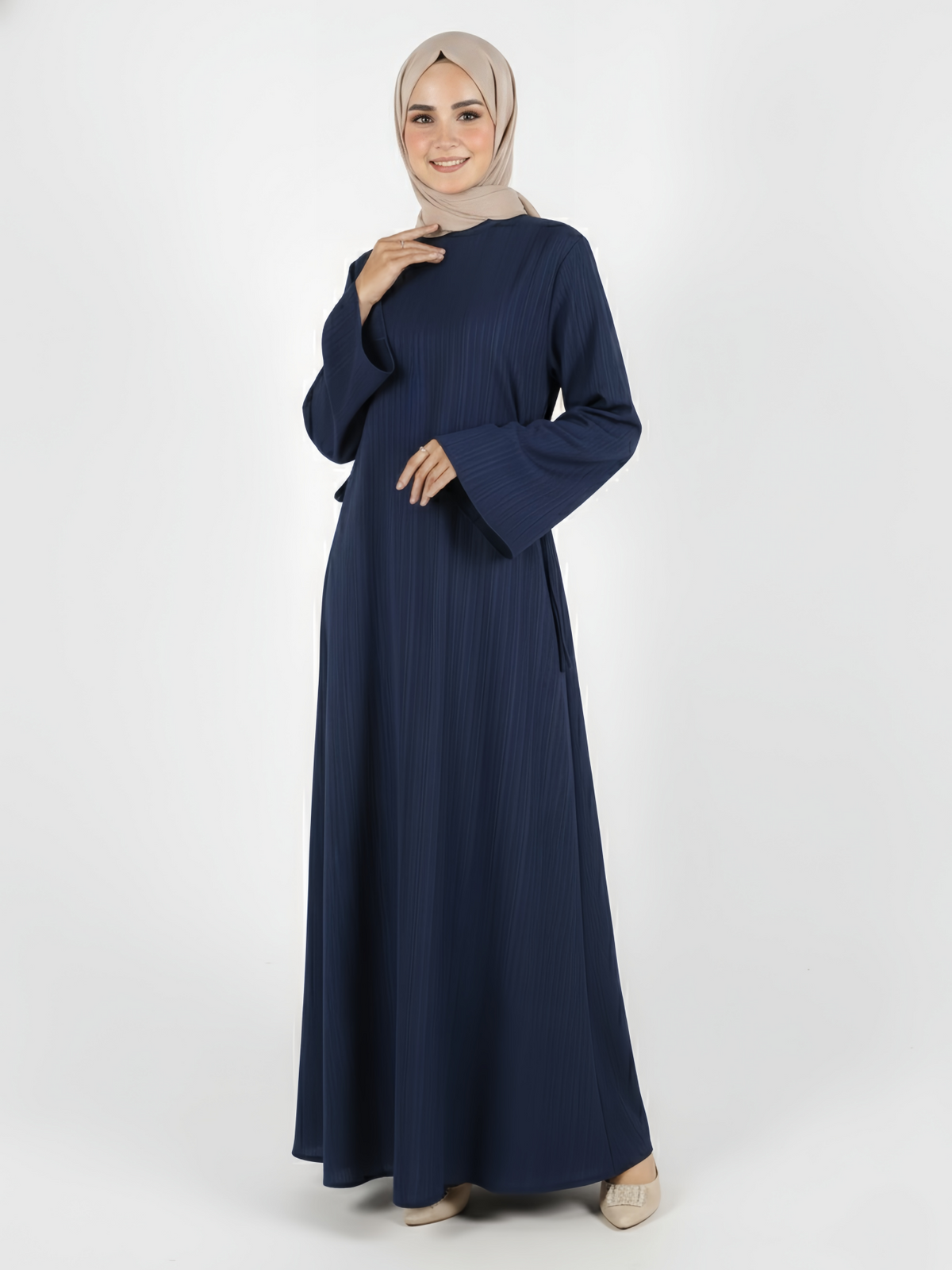 FUMIDAR Yasmin Side-Tie Abaya in Navy — view 1