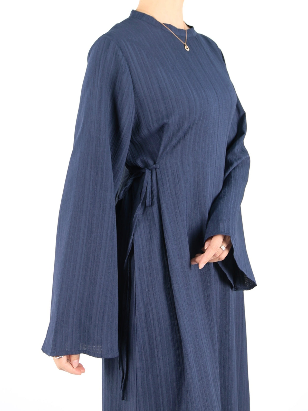 FUMIDAR Yasmin Side-Tie Abaya in Navy — view 6