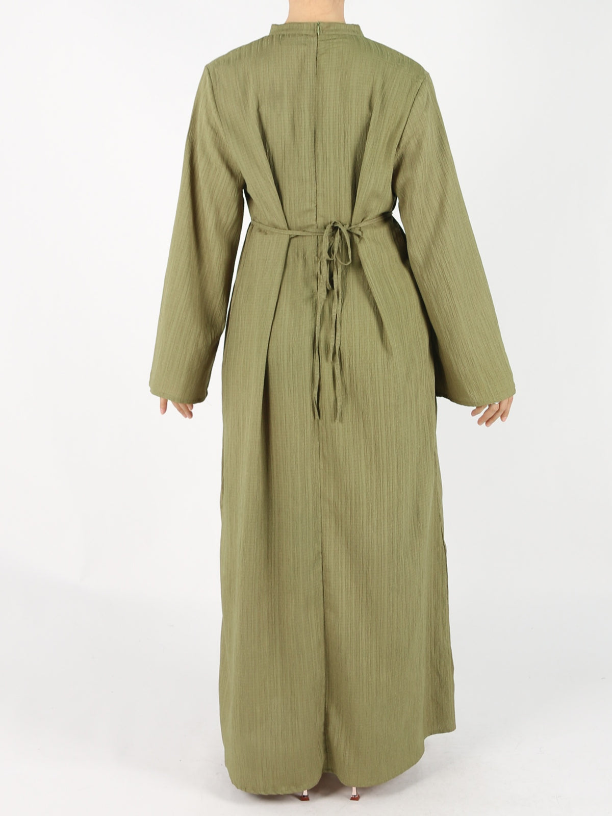 FUMIDAR Yasmin Side-Tie Abaya in Olive Green — view 3