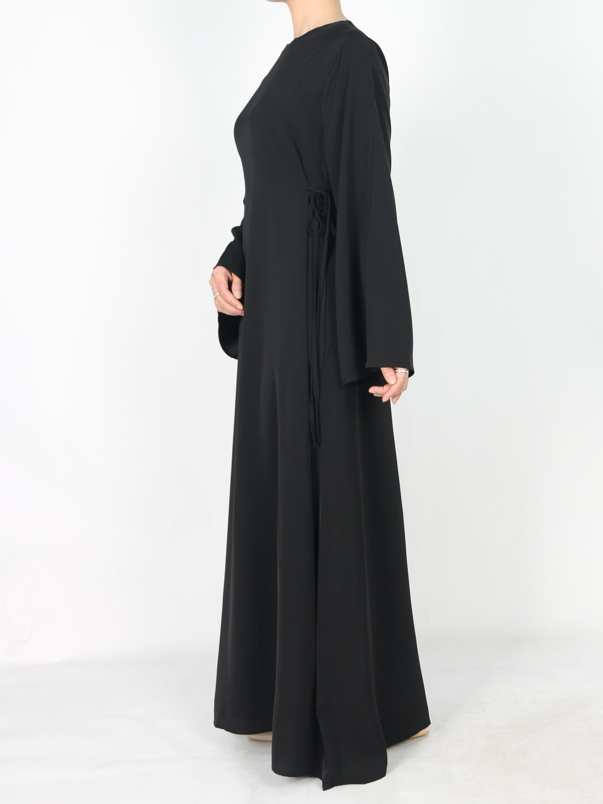 FUMIDAR Dalia Side-Tie Maxi Dress in Black — view 2
