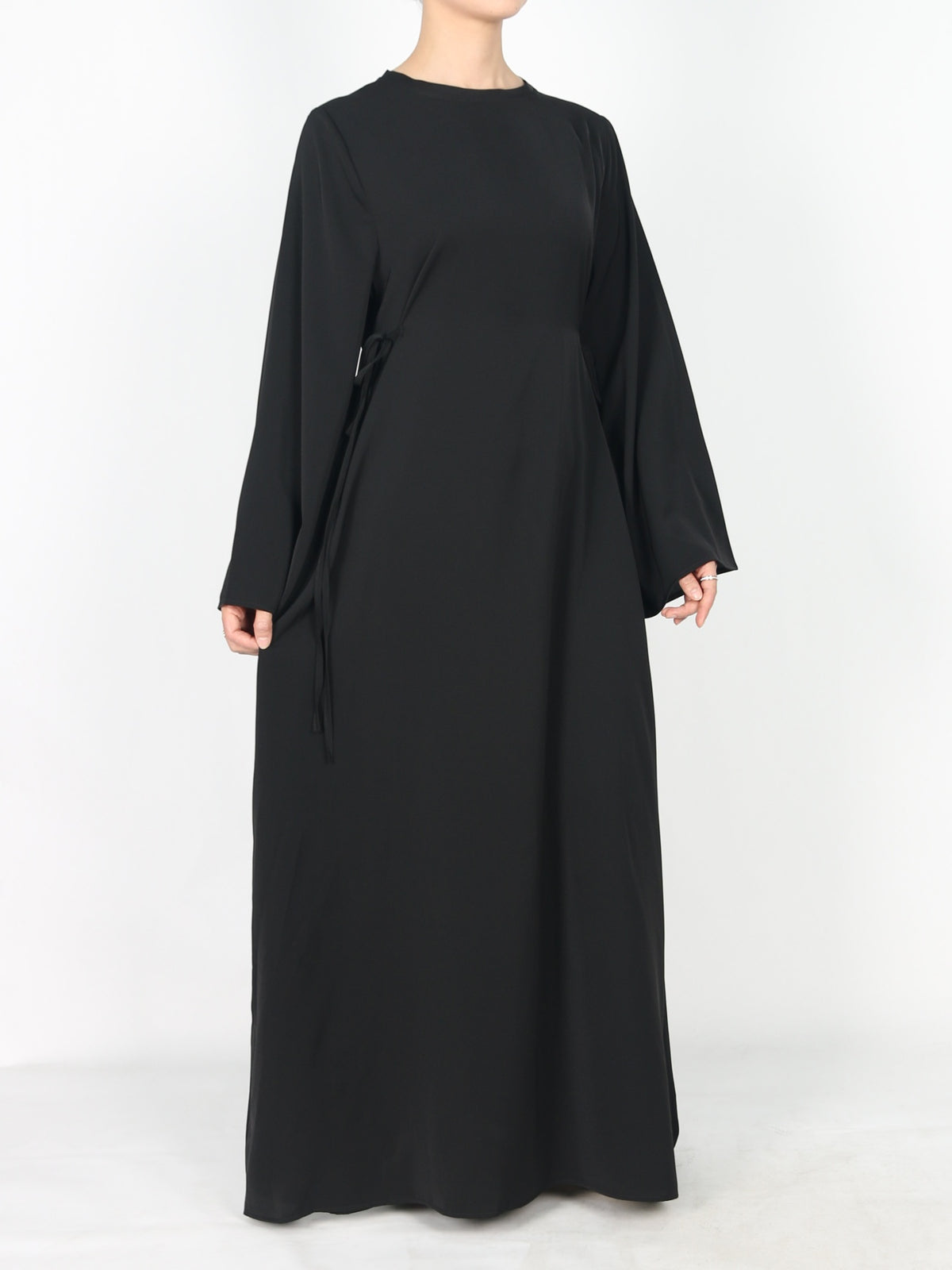 FUMIDAR Dalia Side-Tie Maxi Dress in Black — view 4