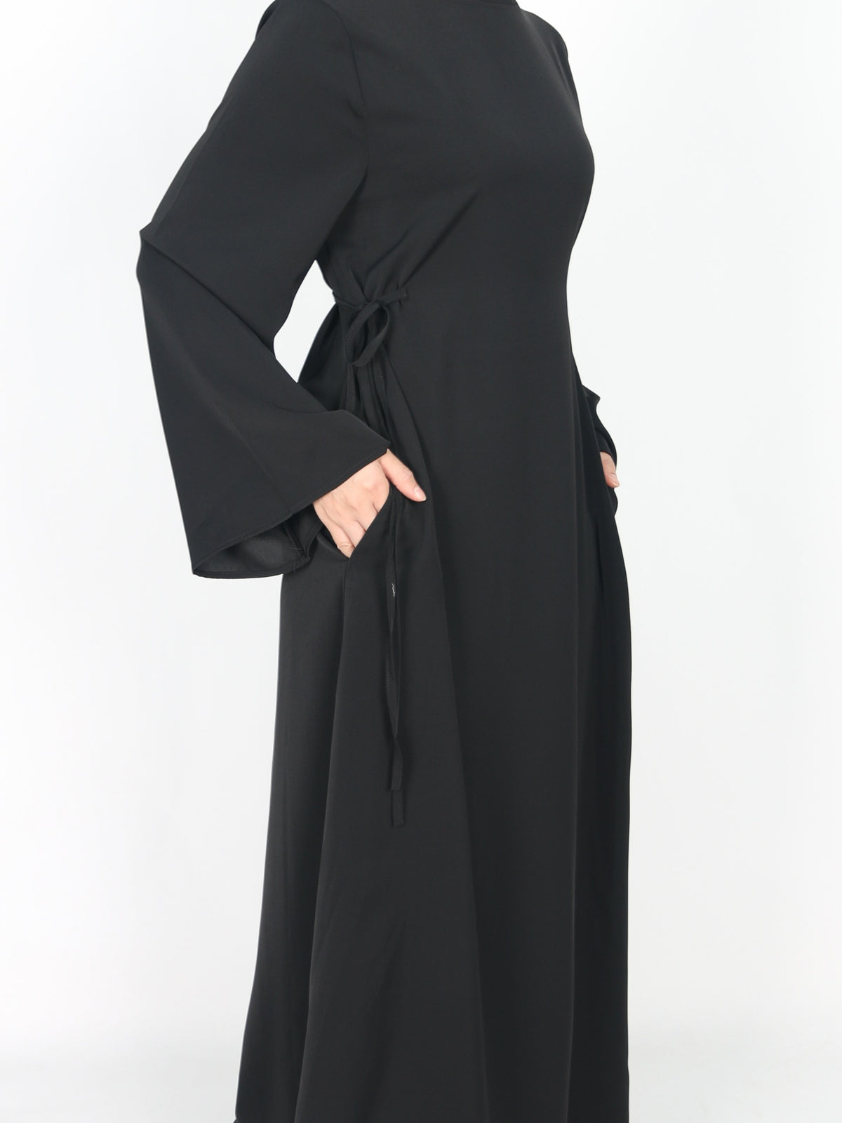 FUMIDAR Dalia Side-Tie Maxi Dress in Black — view 5