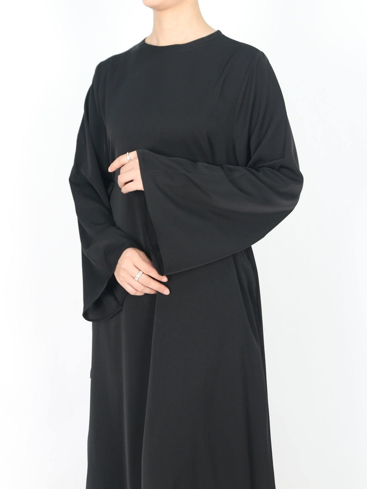 FUMIDAR Dalia Side-Tie Maxi Dress in Black — view 6