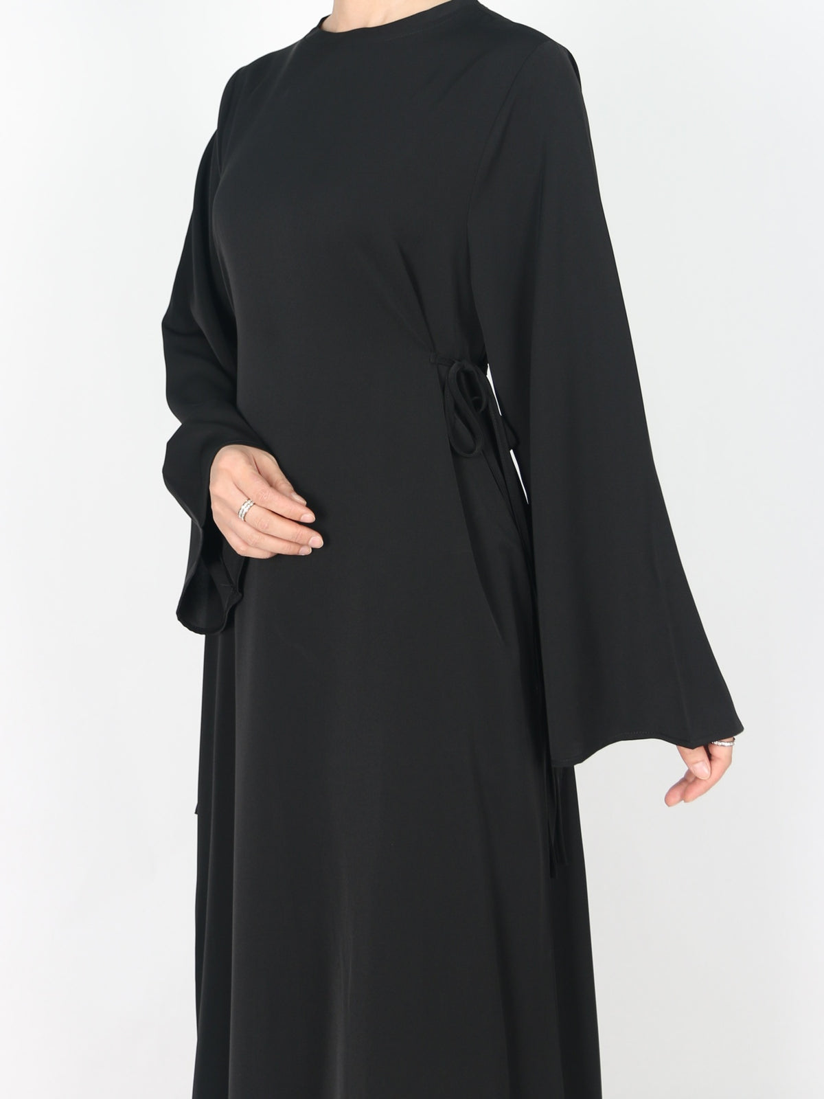 FUMIDAR Dalia Side-Tie Maxi Dress in Black — view 7