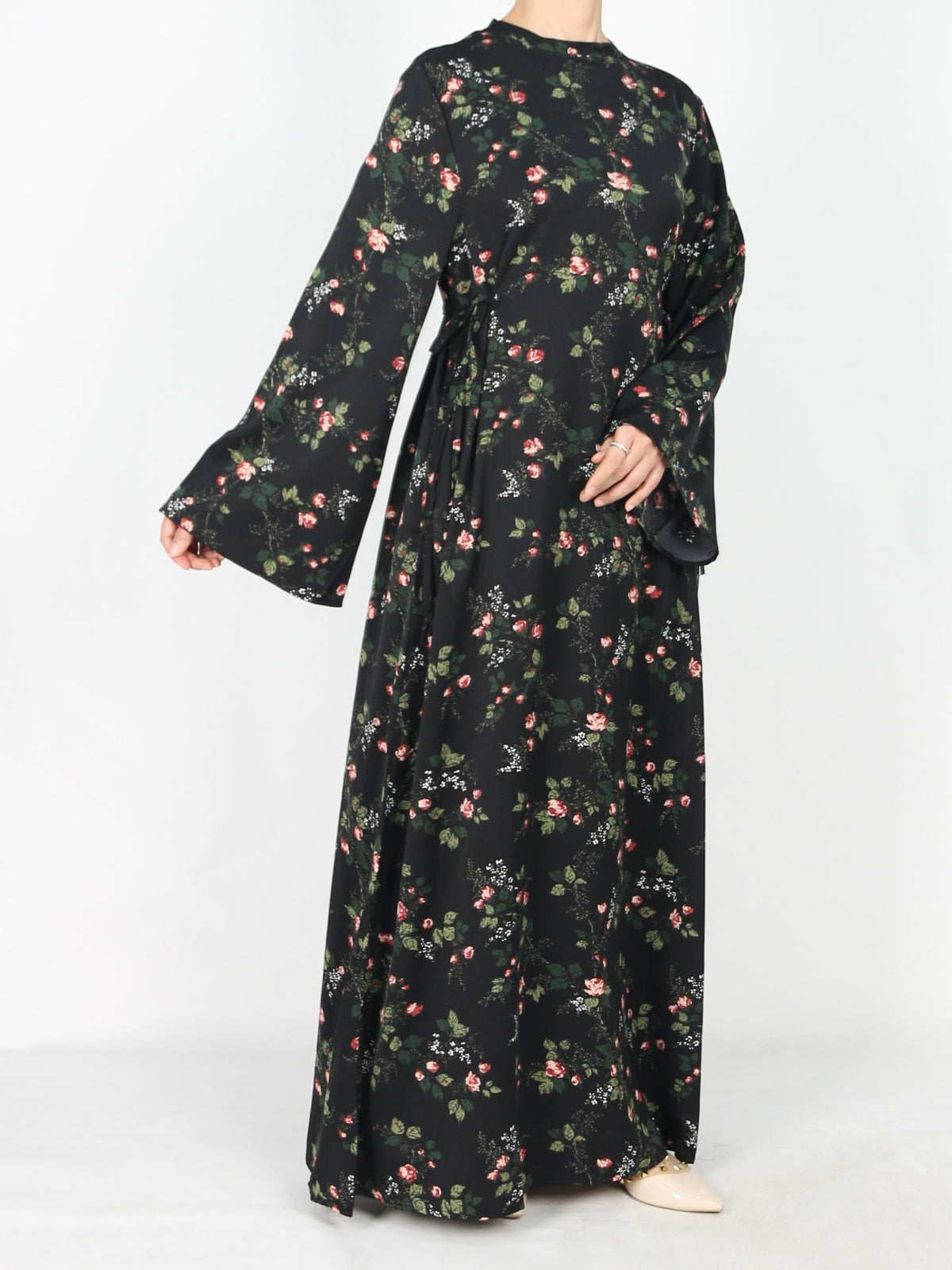 FUMIDAR Dalia Side-Tie Maxi Dress in Ditsy Floral — view 6