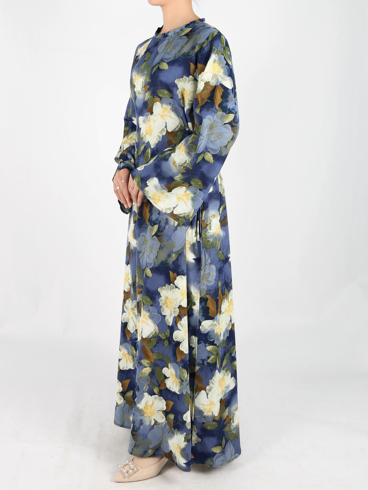 FUMIDAR Dalia Side-Tie Maxi Dress in Golden Floral — view 2
