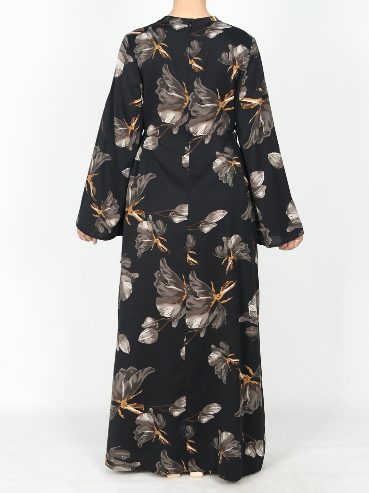 FUMIDAR Dalia Side-Tie Maxi Dress in Grey Floral — view 4