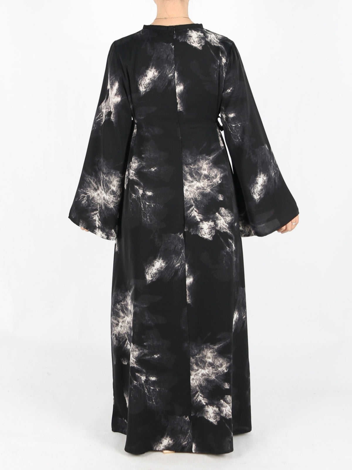 FUMIDAR Dalia Side-Tie Maxi Dress in Monochrome Abstract — view 4