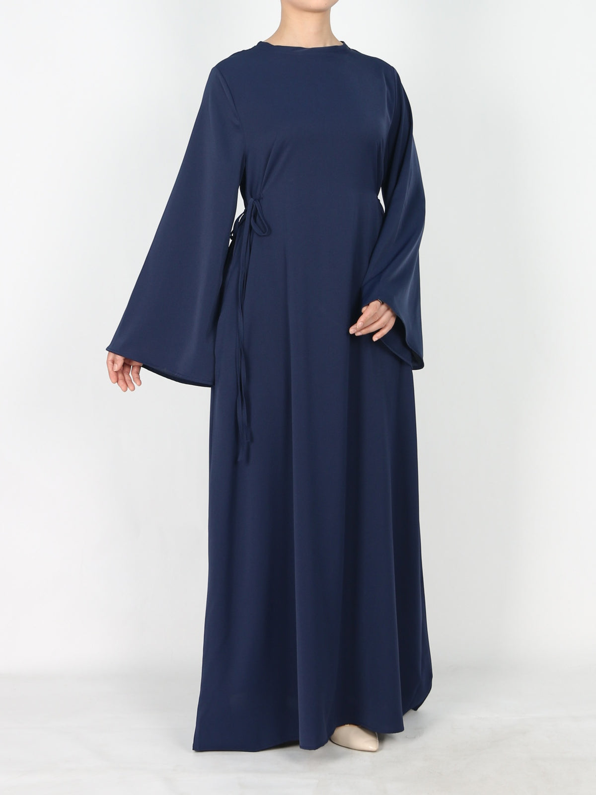 FUMIDAR Dalia Side-Tie Maxi Dress in Navy — view 3