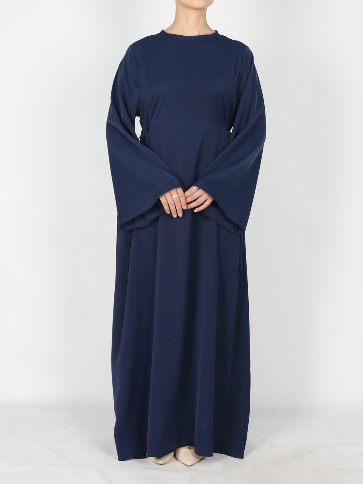 FUMIDAR Dalia Side-Tie Maxi Dress in Navy — view 5