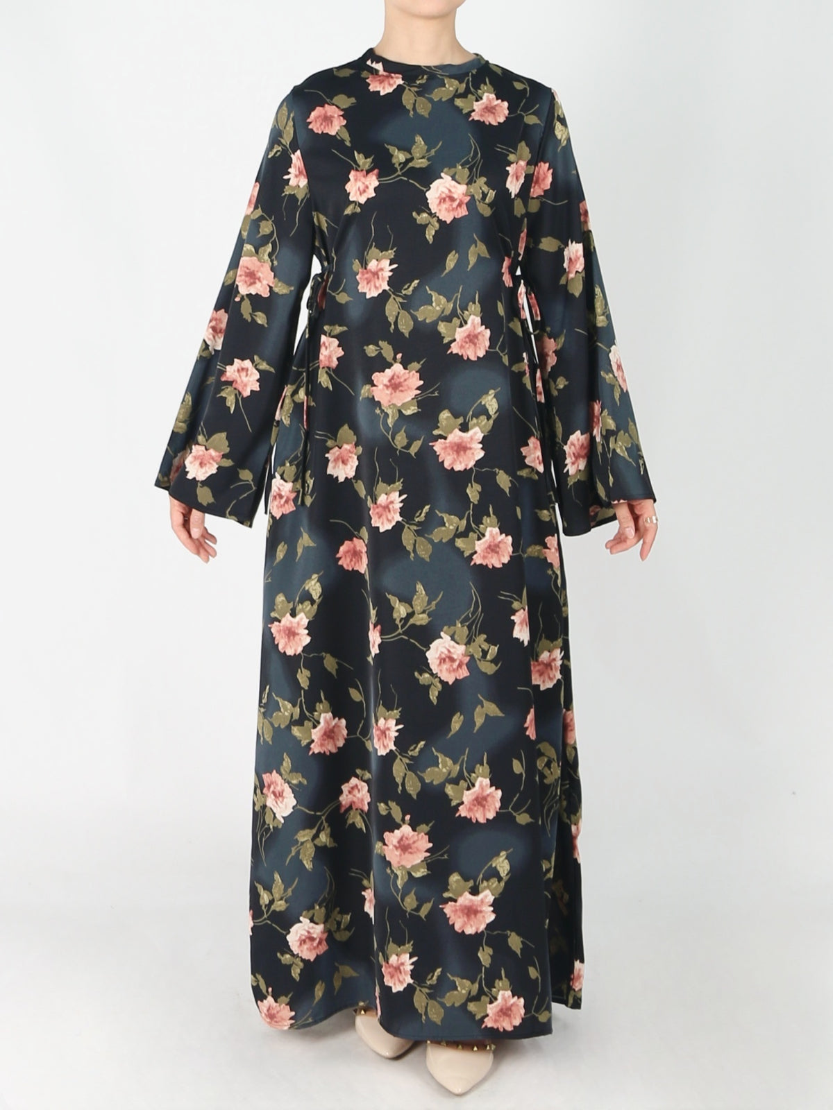 FUMIDAR Dalia Side-Tie Maxi Dress in Pink Floral — view 1