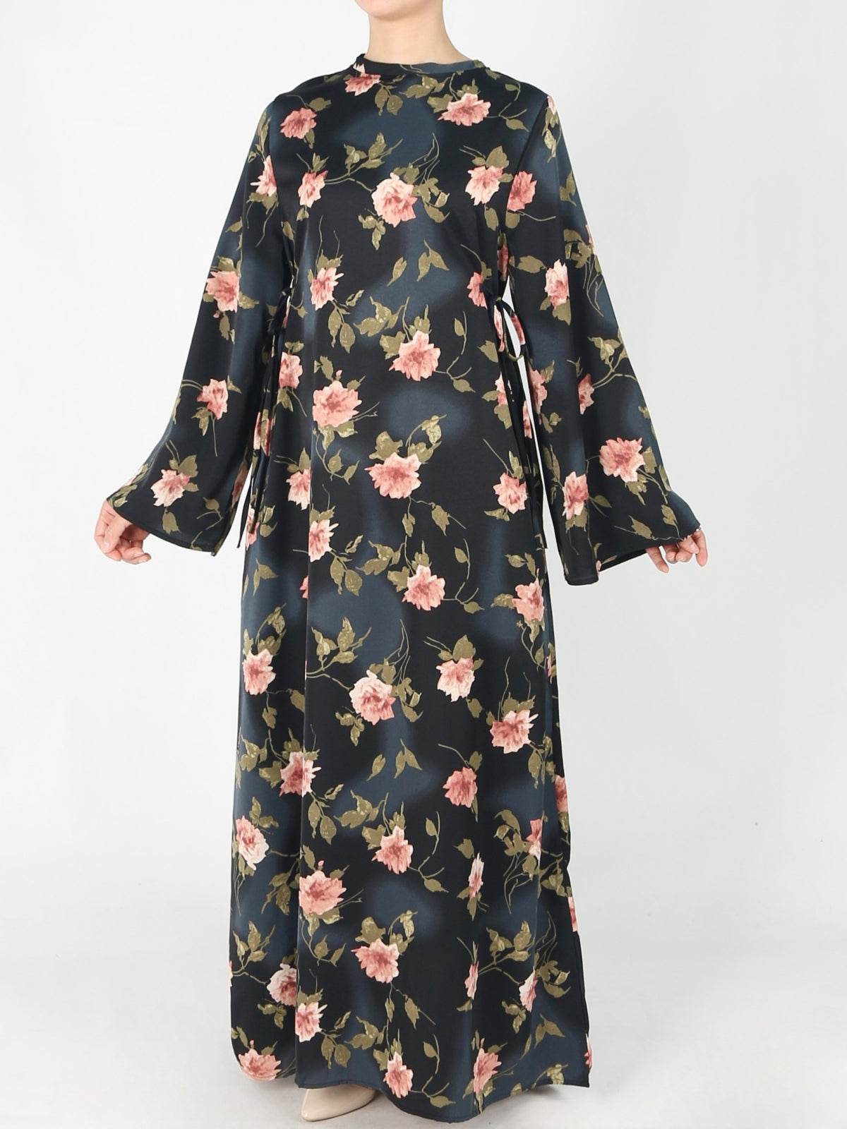 FUMIDAR Dalia Side-Tie Maxi Dress in Pink Floral — view 5
