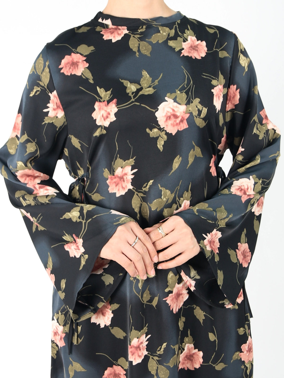 FUMIDAR Dalia Side-Tie Maxi Dress in Pink Floral — view 6