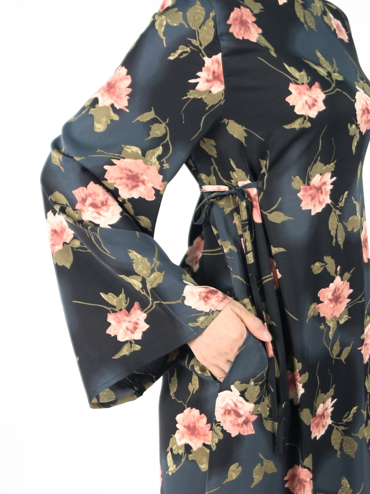 FUMIDAR Dalia Side-Tie Maxi Dress in Pink Floral — view 8